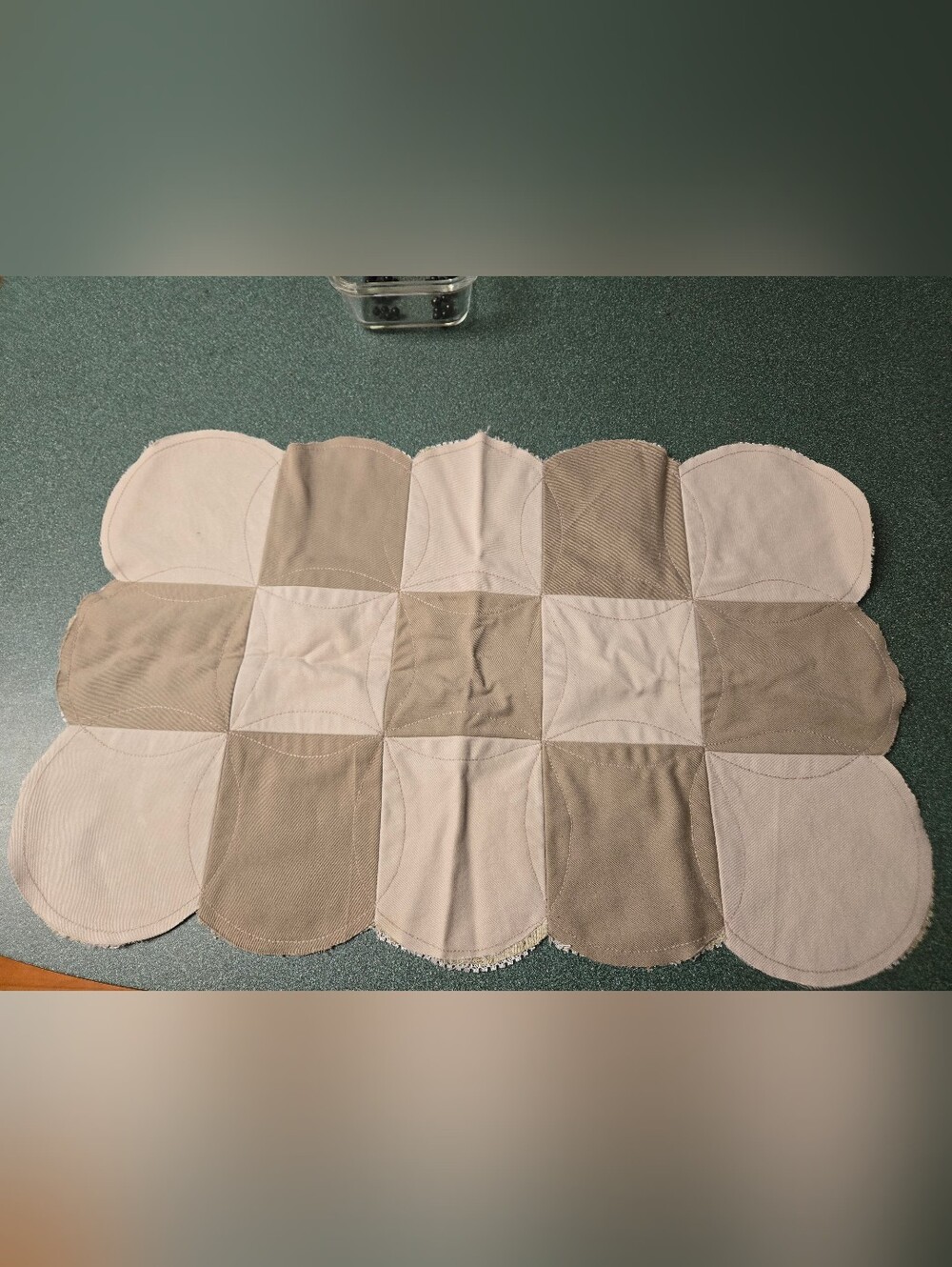 Handmade multicoloured cream placemat with lace backing